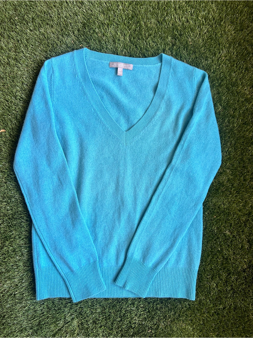 Neiman Marcus Atlantis Blue Cashmere Sweater Womens Small